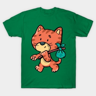 stray cat with a bundle on a stick T-Shirt